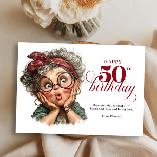 Lieflijke Whimsical Vrouw 50e Verjaardag Humor Gro Kaart