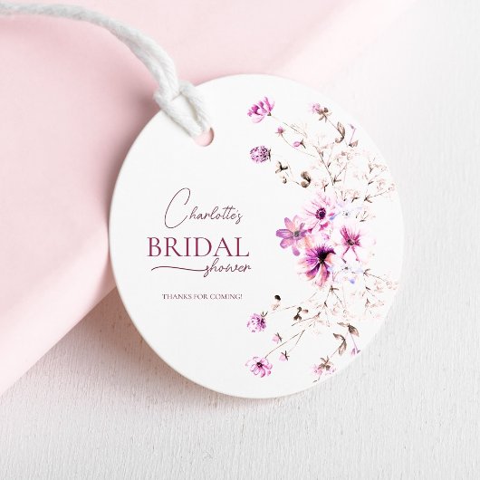 Lieflijke Wilde Bloem Ruby Rose Bruidsdouche Bedankjes Labels