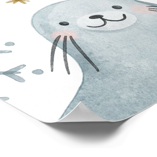 Lieflijke Winter Arctische Dieren Baby Shower Welk Poster (Hoek)