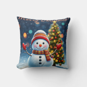 "Lieflijke Wintercharme: Kerstbomen & Sneeuwmannen Kussen