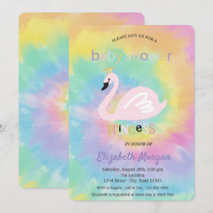 Lieflijke Zwaan Tie Dye Baby Borrel Kaart