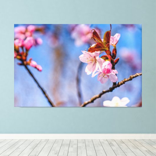 Lieflijkheid van verse kersenbloesems in de lente canvas afdruk (Insitu (Houten vloer))