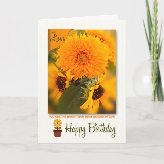 Liefpartner Birthday Golden Daisies Bouquet Kaart (Voorkant)