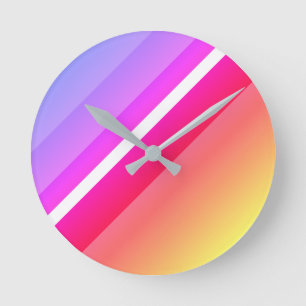 Liefrode en Lila moderne diagonale banden Ronde Klok