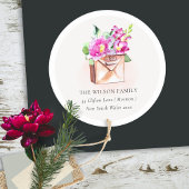 Liefroze Floral Mailbox Wij hebben Bewegd Adres Ronde Sticker