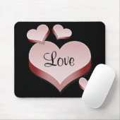 Liefroze harten op zwarte achtergrond Mousepad Muismat (Met muis)