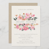 Liefroze Waterverf Flora Couples Shower Bedankkaart (Voorkant / Achterkant)