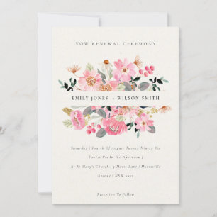 Liefroze Waterverf Floral Wow Renewal Uitnodigen Bedankkaart