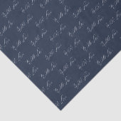 Liefs Elegante Kalligrafie Marine Blauwe Huwelijk Tissuepapier (Detail)