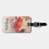 Liefs elkaar bijbelvers rood Paarse bloemen Bagagelabel (Voorkant horizontaal)