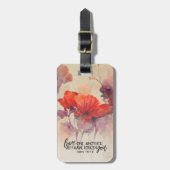 Liefs elkaar bijbelvers rood Paarse bloemen Bagagelabel (Voorkant verticaal)