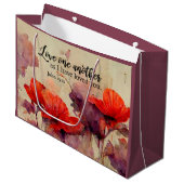 Liefs elkaar bijbelvers rood Paarse bloemen Groot Cadeauzakje (Voorkant Gekanteld)