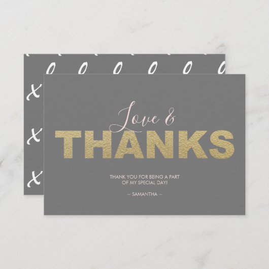 Liefs en dank X en O Dank je wel Bedankkaart (Voorkant / Achterkant)