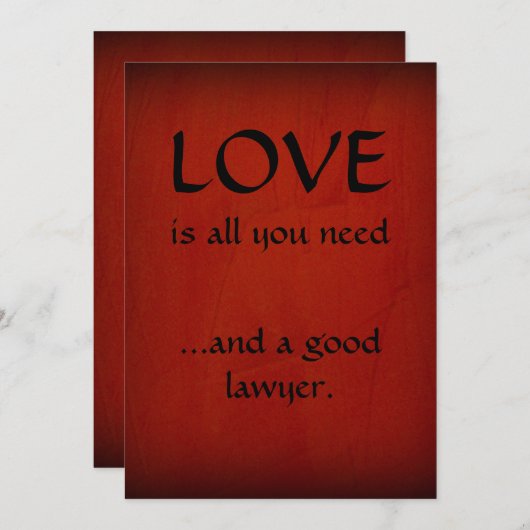 Liefs en een goede advocaat dank je bedankkaart (Voorkant / Achterkant)