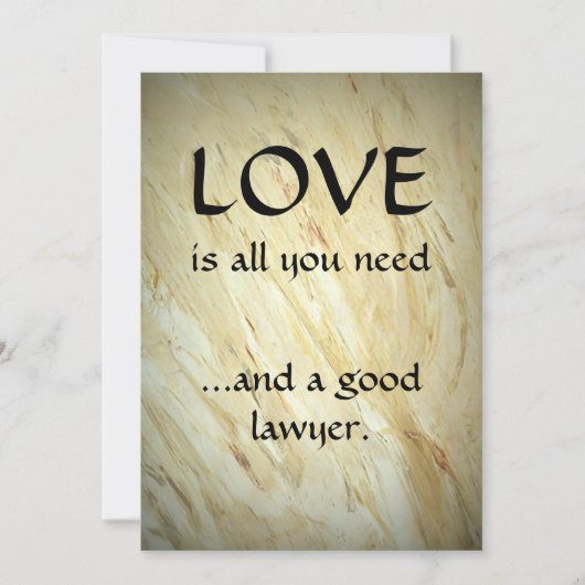 Liefs en een goede advocaat dank je bedankkaart (Voorkant)