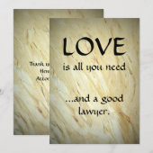 Liefs en een goede advocaat dank je bedankkaart (Voorkant / Achterkant)
