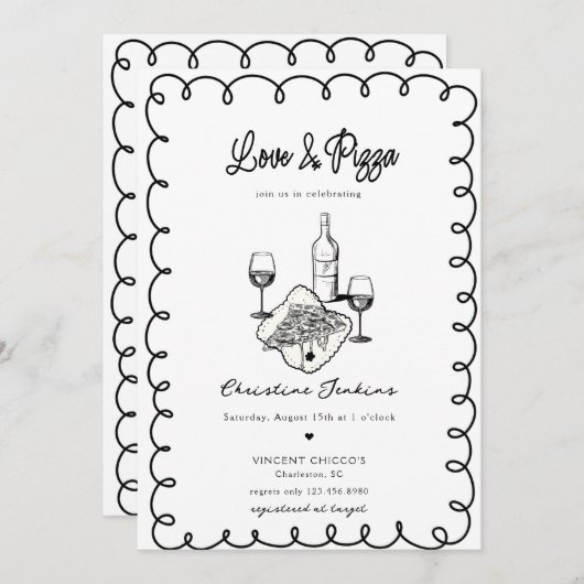 Liefs en pizza | grillig Vrijgezellenfeest Kaart (Voorkant / Achterkant)