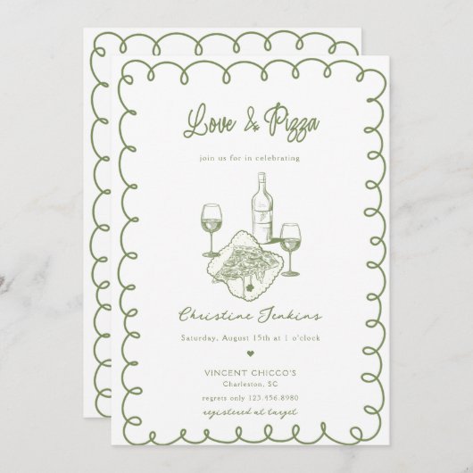 Liefs en pizza | grillig Vrijgezellenfeest Kaart (Voorkant / Achterkant)