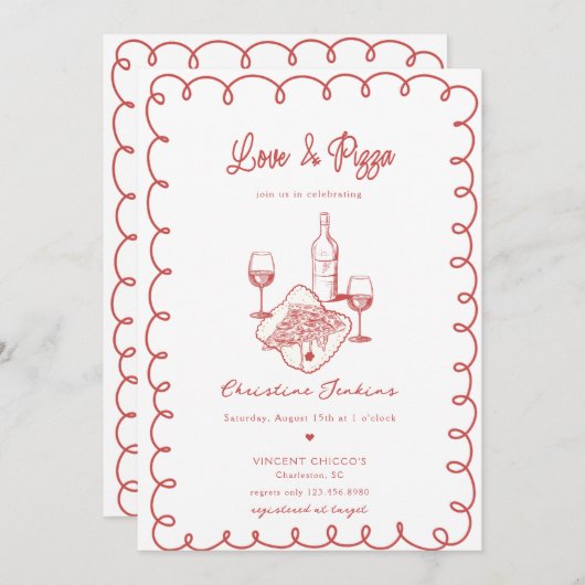 Liefs en pizza | grillig Vrijgezellenfeest Kaart (Voorkant / Achterkant)