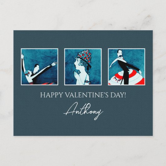 Liefs. Fijne Valentijnsdag. Art Deco Feestdagenkaart (Voorkant)