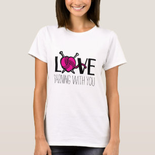 Liefs garen met jou breien roze slogan t-shirt