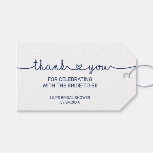 Liefs harten | Navy Blue Bedankt Favor Cadeaulabel (Voorkant (Horizontaal))