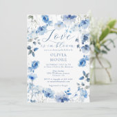 Liefs in Bloom Blue Wildflower Boho Vrijgezellenfe Kaart (Staand voorkant)