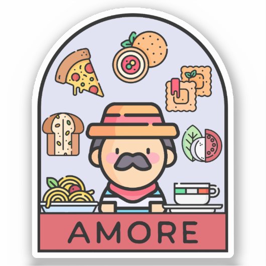 Liefs Italiaans eten Sticker (Voorkant)