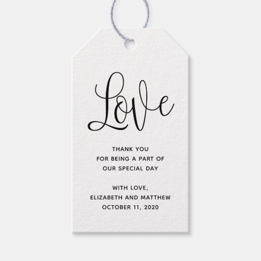 Liefs. Kraft cadeau label. Rustieke bruiloft dank  Cadeaulabel (Voorkant)