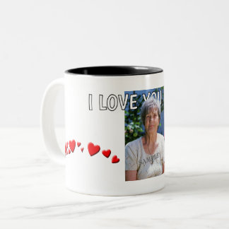 Liefs, mama - Hartjes, Foto en Tekst Tweekleurige Koffiemok