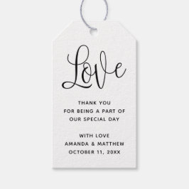 Liefs. Minimalistische eenvoudige script bruiloft  Cadeaulabel