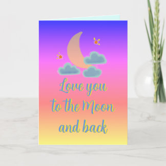 Liefs naar Moon en Back Ombre Feestdagen Kaart