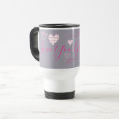 Liefs Oma Roze Buffalo Geruite Hartjes Reisbeker (Voorkant links)