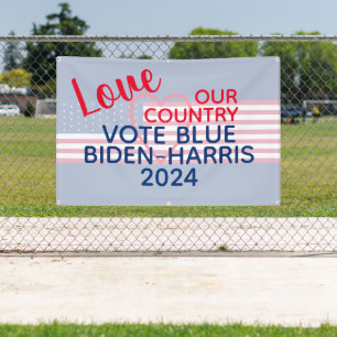 Liefs Ons Land Stemming Blauw Biden-Harris 2024 Spandoek