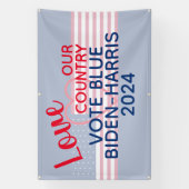 Liefs Ons Land Stemming Blauw Biden-Harris 2024 Spandoek (Verticaal)