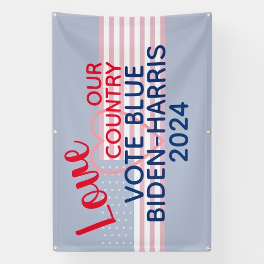 Liefs Ons Land Stemming Blauw Biden-Harris 2024 Spandoek (Verticaal)