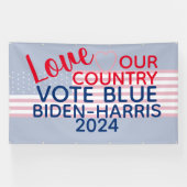 Liefs Ons Land Stemming Blauw Biden-Harris 2024 Spandoek (Horizontaal)