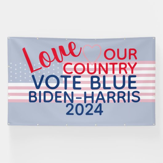 Liefs Ons Land Stemming Blauw Biden-Harris 2024 Spandoek (Horizontaal)