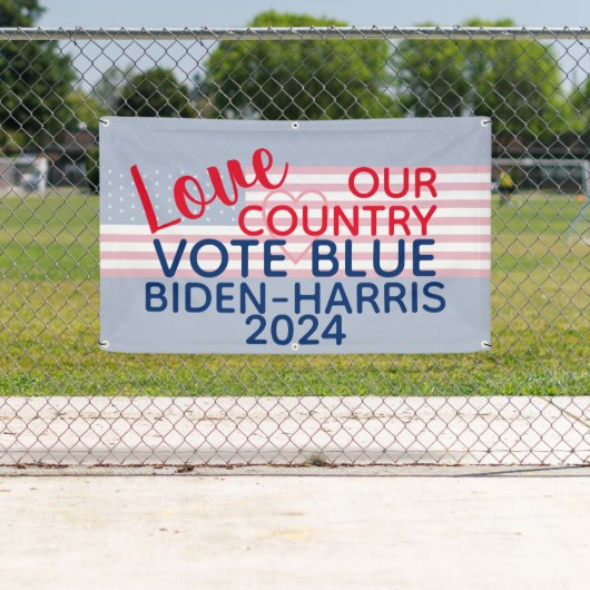 Liefs Ons Land Stemming Blauw Biden-Harris 2024 Spandoek (Insitu)