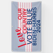 Liefs Ons Land Stemming Blauw Biden-Harris 2024 Spandoek (Verticaal)