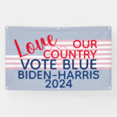 Liefs Ons Land Stemming Blauw Biden-Harris 2024 Spandoek (Horizontaal)