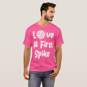 Liefs op het eerste gezicht pieken grappig volleyb t-shirt (Voorkant volledig)