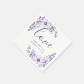 Liefs. Paarse bloemen. Lila bloemenscript bruiloft Servet (Hoek)