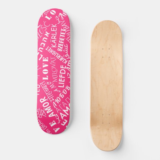 Liefs tekst roze skateboard of kies kleur (Voorkant)