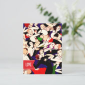 Liefs. Valentijnsdag. Dansende koppels Art Deco Feestdagenkaart (Staand voorkant)