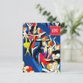 Liefs. Valentijnsdag. Dansende koppels Art Deco Feestdagenkaart (Staand voorkant)