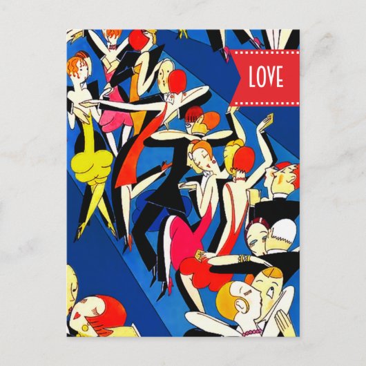 Liefs. Valentijnsdag. Dansende koppels Art Deco Feestdagenkaart (Voorkant)