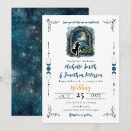 Liefs voor de Moon Celestial Wedding Invitation Kaart