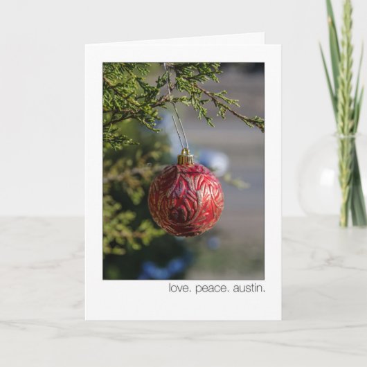 Liefs. Vrede. Austin. 360 Loop kerstbomen Feestdagen Kaart (Voorkant)