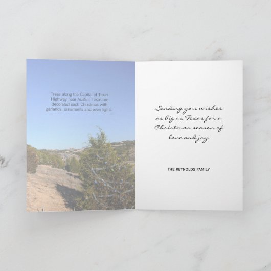 Liefs. Vrede. Austin. 360 Loop kerstbomen Feestdagen Kaart (Binnen)